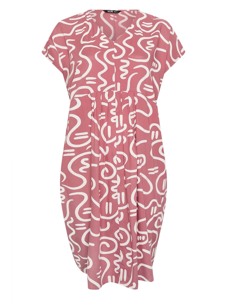 Yours Curve Pink Pleated Front Dress - Image 5 of 5
