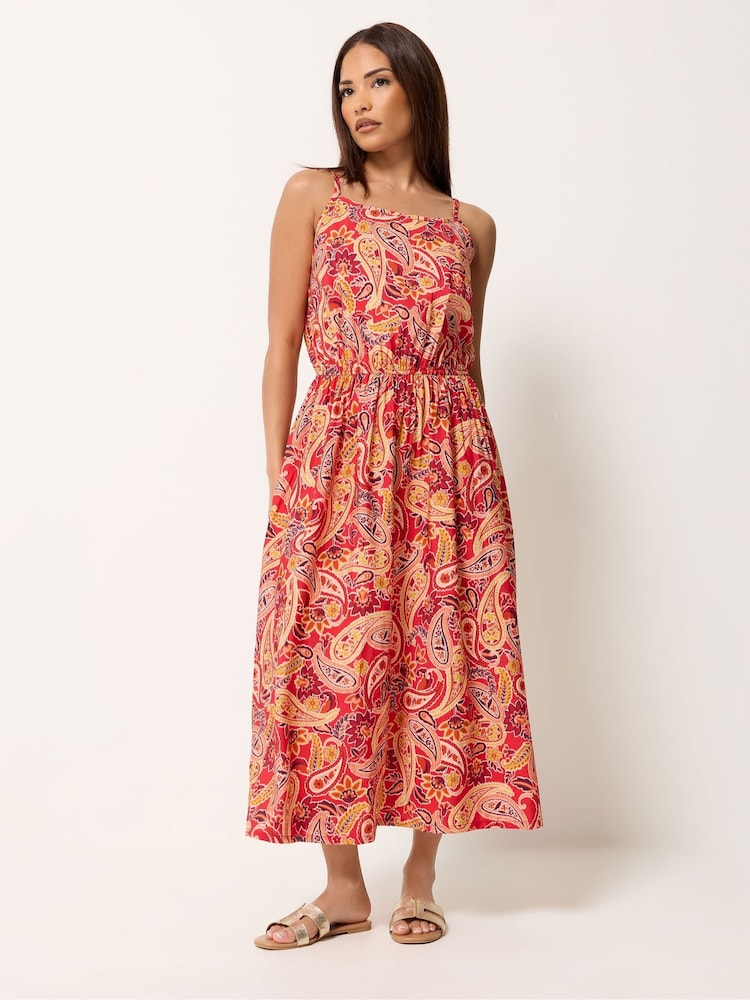 PixieGirl Petite Orange V-Neck Midi Dress - Image 2 of 5