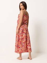 PixieGirl Petite Orange V-Neck Midi Dress - Image 3 of 5