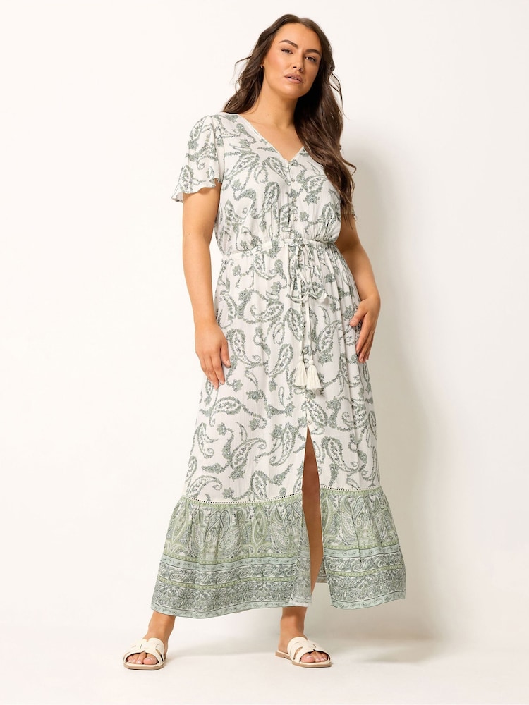 Yours Curve Green Boho Border Maxi Dress - Image 1 of 5