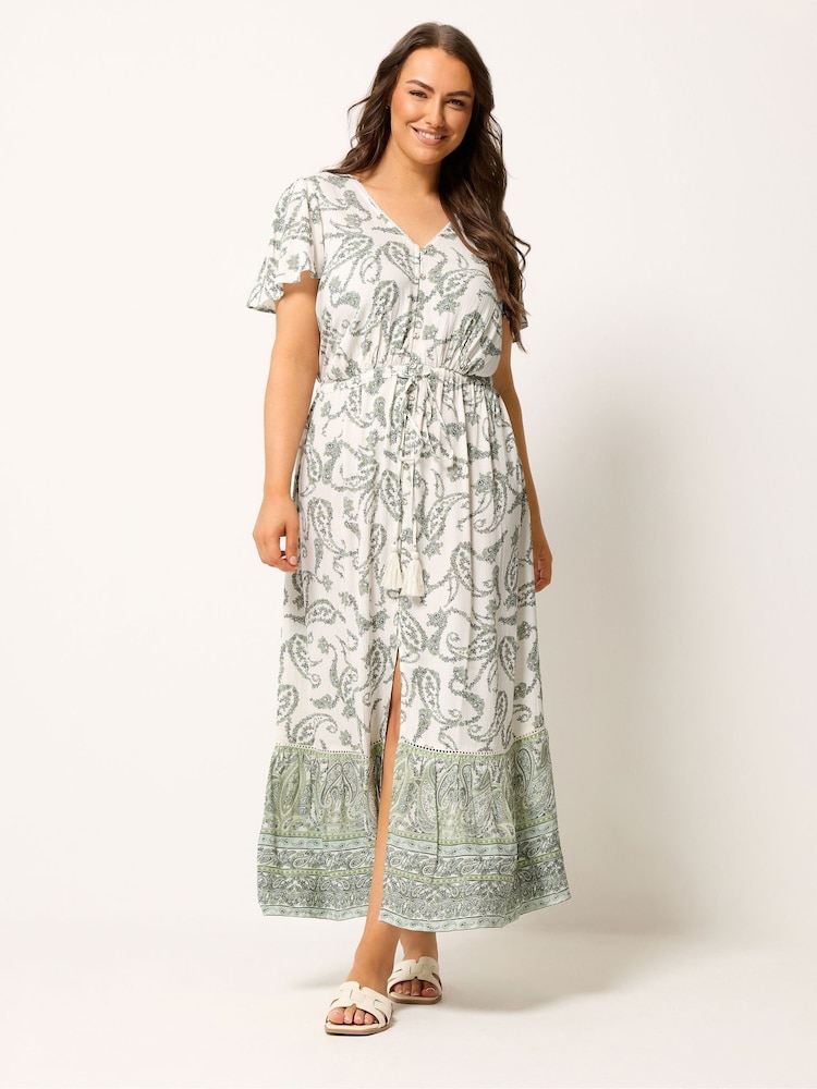 Yours Curve Green Boho Border Maxi Dress - Image 2 of 5