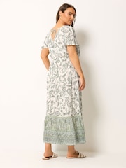 Yours Curve Green Boho Border Maxi Dress - Image 3 of 5
