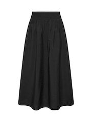 PixieGirl Petite Black Shirred Waist Midi Skirt - Image 5 of 5