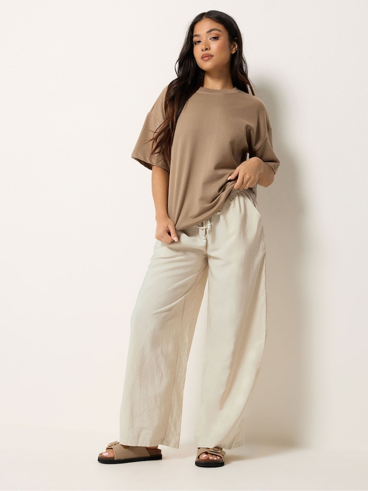 PixieGirl Petite Cream Beaded Wide Leg Trousers - Image 1 of 5