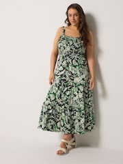 فستان ماكسي متوسط الطول بتصميم مُجمّع من Yours Curve - Image 1 of 5