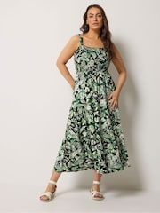 فستان ماكسي متوسط الطول بتصميم مُجمّع من Yours Curve - Image 3 of 5