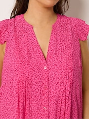 Yours Curve Pink Pintuck Frill Sleeve Blouse - Image 4 of 5