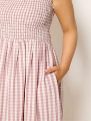 Yours Curve Pink Shirred Sundress - Image 4 of 5