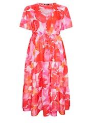 Yours Curve Pink Angel Sleeve Tiered Dress - Image 5 of 5