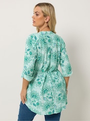 Yours Curve Green Paisley Pintuck Blouse - Image 3 of 5