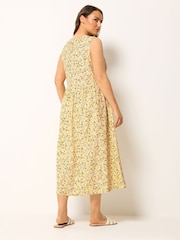 Yours Curve Yellow Linen Blende V Waist Midaxi Dress - Image 3 of 4