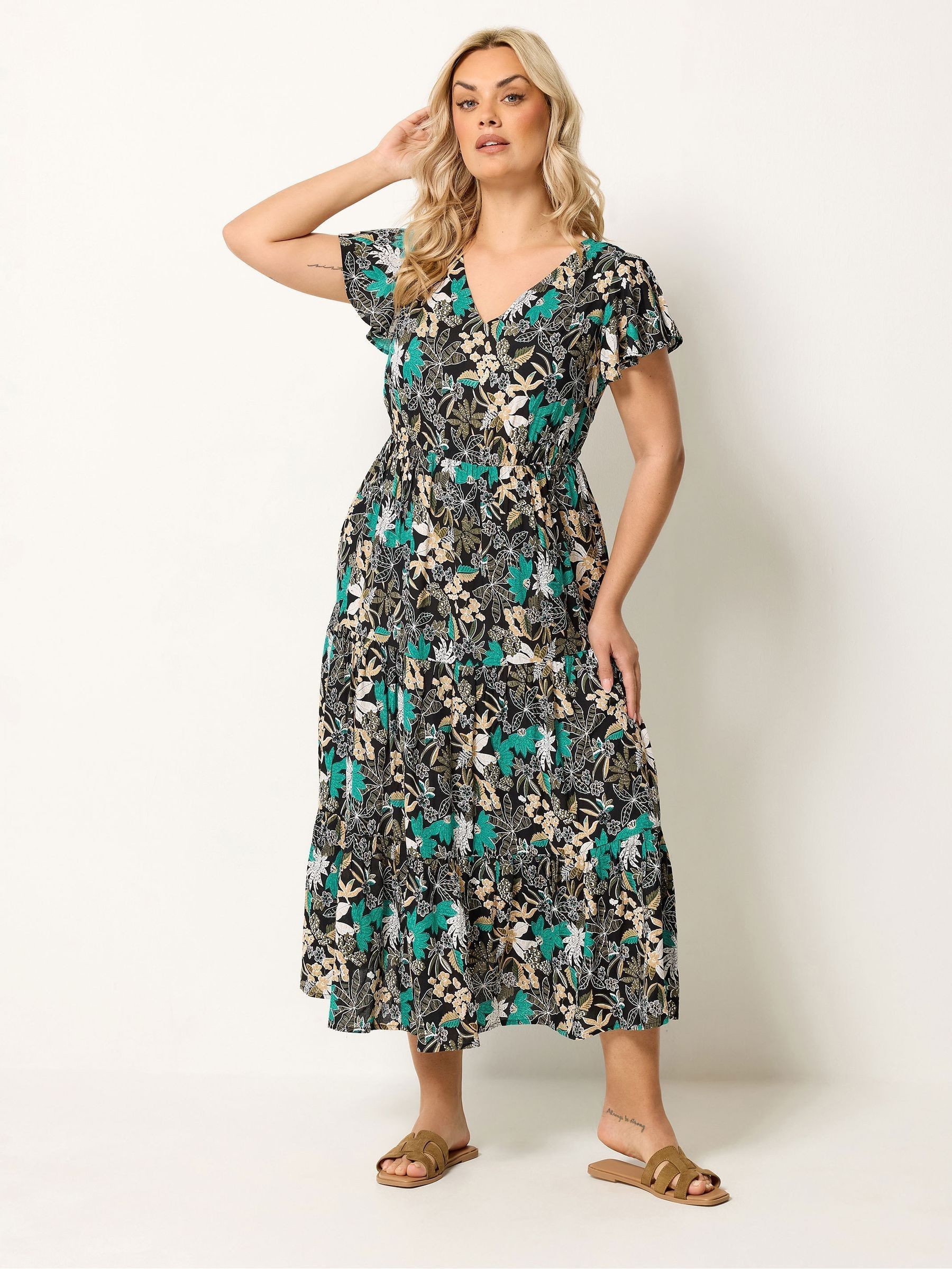Yours Curve Women's Black Shirred Smock Dress