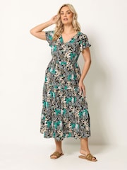 Yours Curve Black Shirred Smock Dress - Image 1 of 5