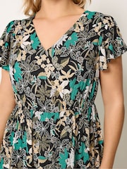 Yours Curve Black Shirred Smock Dress - Image 4 of 5