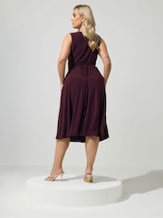 Yours Curve Purple London ITY Cowl Lace Up Midi Dress - Image 2 of 5