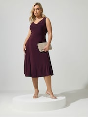 Yours Curve Purple London ITY Cowl Lace Up Midi Dress - Image 3 of 5