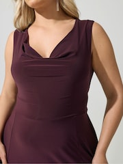 Yours Curve Purple London ITY Cowl Lace Up Midi Dress - Image 4 of 5