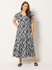 Yours Curve Black Shirred Smock Dress - Image 2 of 5