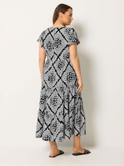 Yours Curve Black Shirred Smock Dress - Image 3 of 5