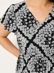 Yours Curve Black Shirred Smock Dress - Image 4 of 5