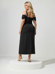 Yours Curve Black London Cold Shoudler Maxi Dress - Image 3 of 5