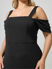 Yours Curve Black London Cold Shoudler Maxi Dress - Image 4 of 5