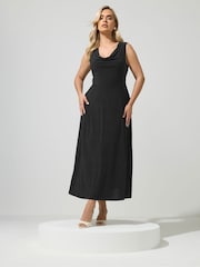 Yours Curve Black London Ity Cowl Lace Up Maxi Dress - Image 2 of 5
