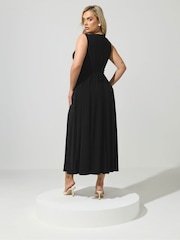 Yours Curve Black London Ity Cowl Lace Up Maxi Dress - Image 3 of 5