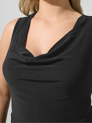 Yours Curve Black London Ity Cowl Lace Up Maxi Dress - Image 4 of 5