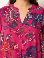 Yours Curve Pink Pleated Front Detail Tunic Dress - Image 4 of 5