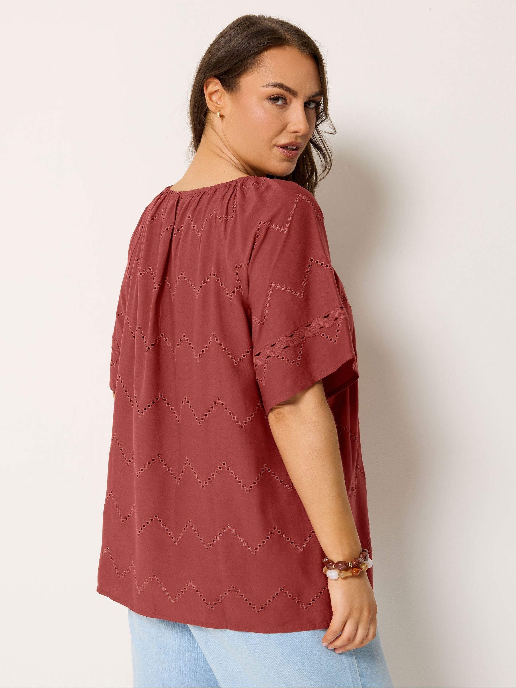 Buy Yours Curve Red Broderie Scallop Blouse from Next USA
