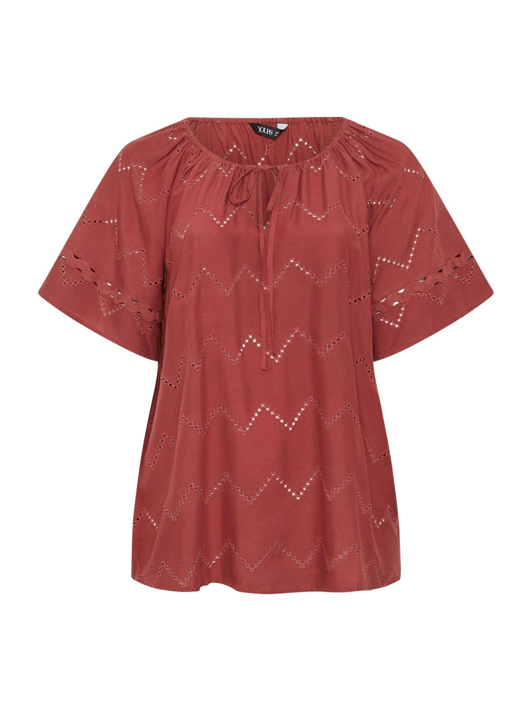 Buy Yours Curve Red Broderie Scallop Blouse from Next USA