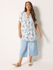 Yours Curve White Floral Notch Neck Blouse - Image 2 of 5