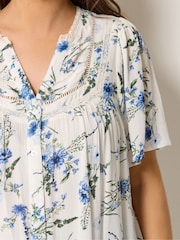 Yours Curve White Floral Notch Neck Blouse - Image 4 of 5