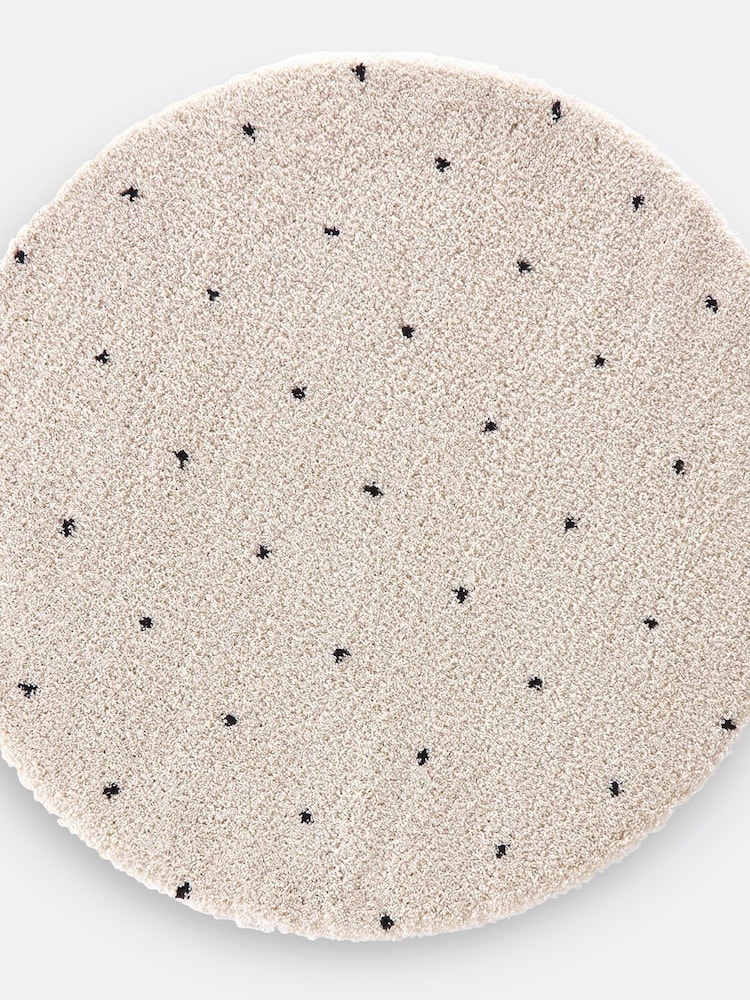 La Redoute Intérieurs White Black Ava Berber-Style Round Rug in Polka Dot - Image 2 of 3 La Redoute Intérieurs White Black Ava Berber-Style Round Rug in Polka Dot - Image 2 of 3