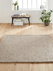 La Redoute Intérieurs Beige Diano Knit Effect Square Wool Rug - Image 1 of 4