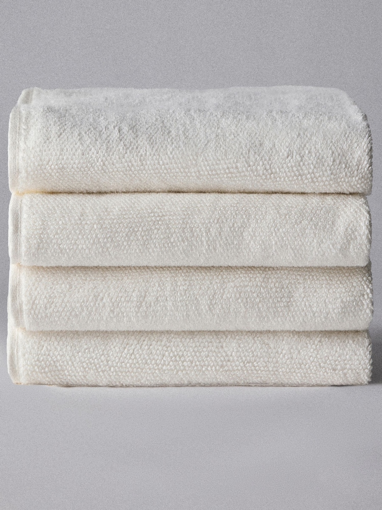 The Set Set of 4 White Popcorn Textured Bath Towels - Image 1 of 2