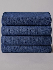 The Set Set of 4 Navy Blue Popcorn Textured Bath Towels - Image 1 of 2