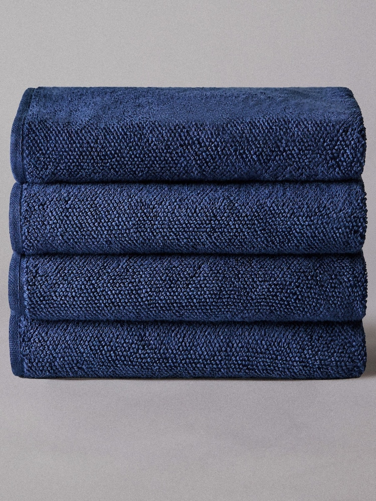 The Set Set of 4 Navy Blue Popcorn Textured Bath Towels - Image 1 of 2