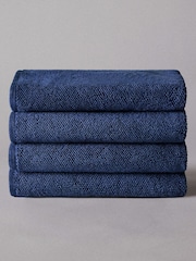 The Set Set of 4 Navy Blue Popcorn Textured Bath Towels - Image 2 of 2