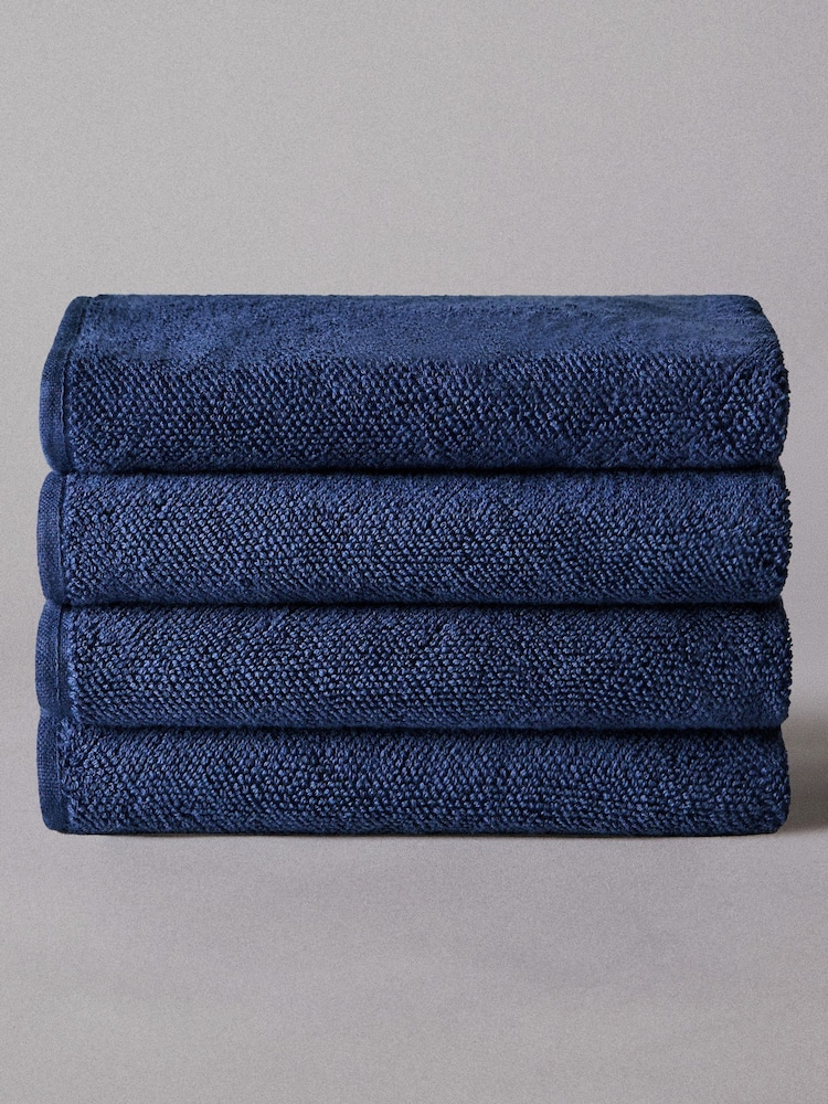 The Set Set of 4 Navy Blue Popcorn Textured Bath Towels - Image 2 of 2