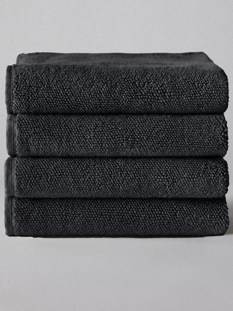 The Set Set of 4 Charcoal Grey Popcorn Textured Bath Towels - Image 1 of 2
