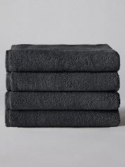 The Set Set of 4 Charcoal Grey Popcorn Textured Bath Towels - Image 2 of 2