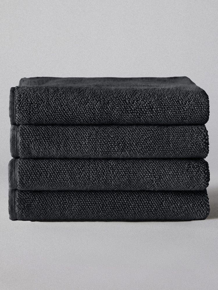 The Set Set of 4 Charcoal Grey Popcorn Textured Bath Towels - Image 2 of 2