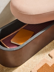 MADE.COM Cotton Linen Blend Tea Rose Pink Novara Storage Ottoman Bench - Image 3 of 8