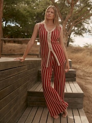 Mint Velvet Red Striped Knit Trousers - Image 3 of 7