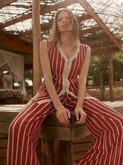 Mint Velvet Red Striped Knit Trousers - Image 5 of 7