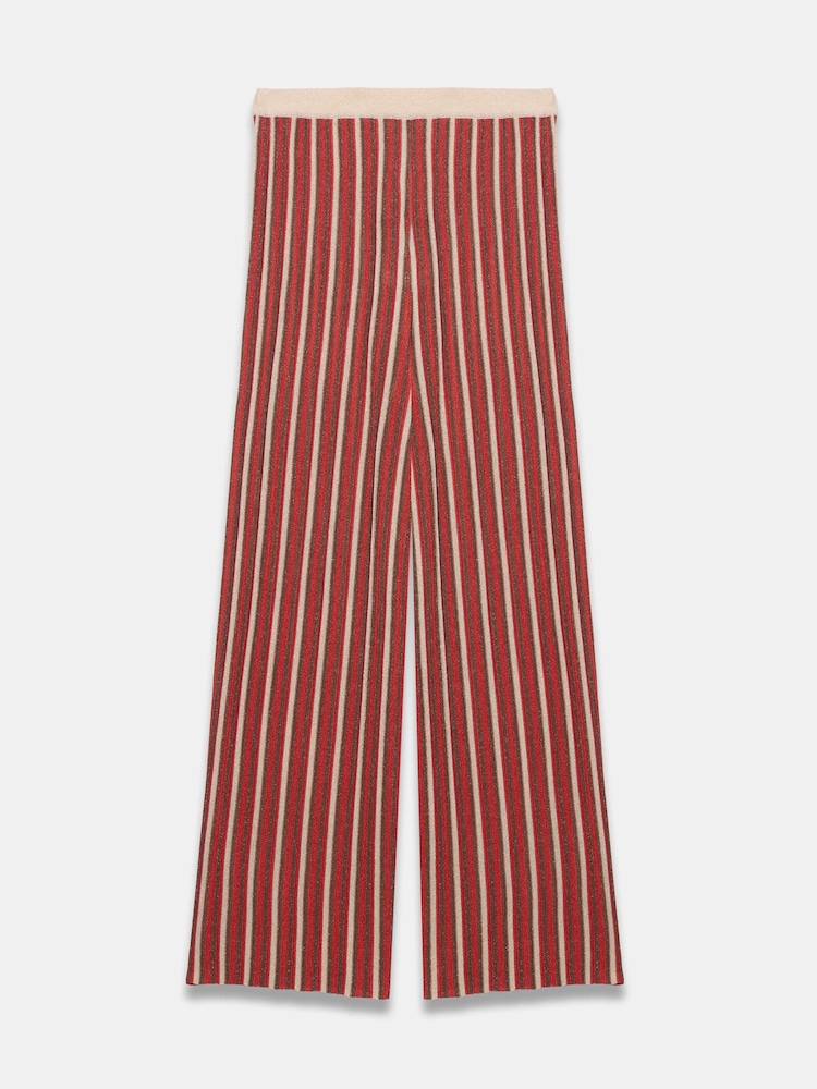 Mint Velvet Red Striped Knit Trousers - Image 7 of 7