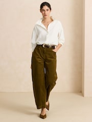 Olive Vihreä - Corduroy-tynnyrilahkeiset housut - Kuva 4 / 7