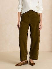 Olive Vihreä - Corduroy-tynnyrilahkeiset housut - Kuva 5 / 7